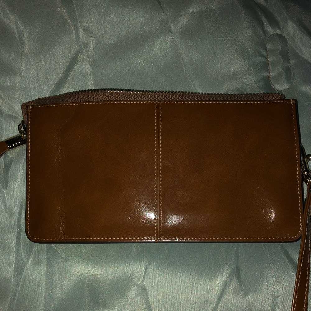 Brown leather wallet/wristlet